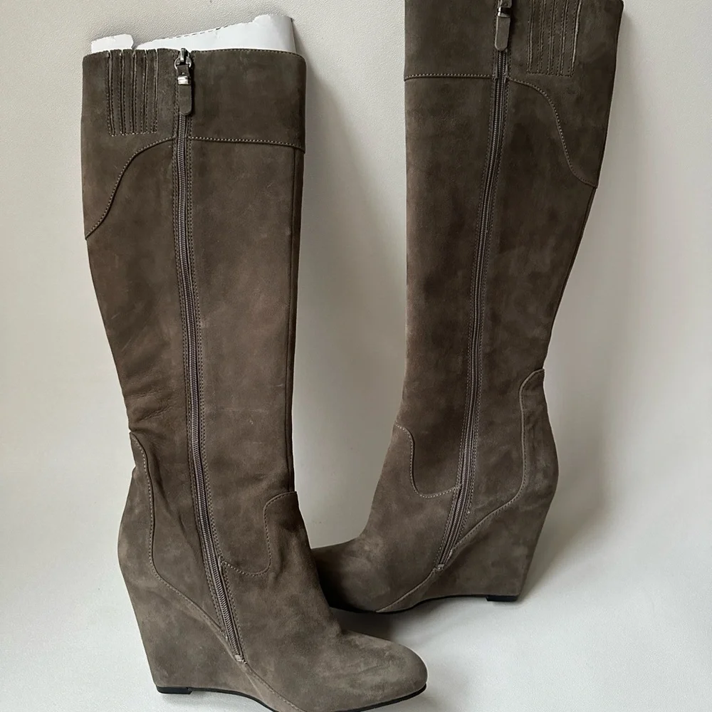 Via Spiga Wedge Tall Boots Adina Suede Size 7
